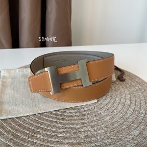 Hermes-CONSTANCE BELT BUCKLE & REVERSIBLE LEATHER STRAP 38MM brown gray x silver Belts 14