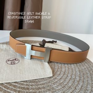 Hermes-CONSTANCE BELT BUCKLE & REVERSIBLE LEATHER STRAP 38MM brown gray x silver Belts 15