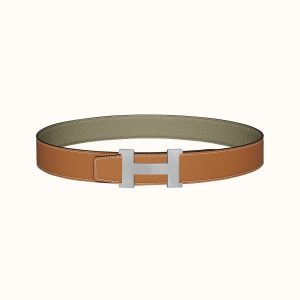 Hermes-CONSTANCE BELT BUCKLE & REVERSIBLE LEATHER STRAP 38MM brown gray x silver Belts 16