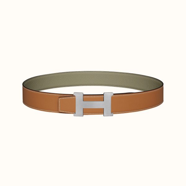 Hermes-CONSTANCE BELT BUCKLE & REVERSIBLE LEATHER STRAP 38MM brown gray x silver Belts 8