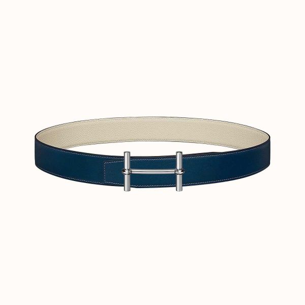 Hermes-CONSTANCE BELT BUCKLE & REVERSIBLE LEATHER STRAP 38MM white blue silver Belts 8