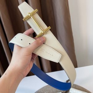 Hermes-CONSTANCE BELT BUCKLE & REVERSIBLE LEATHER STRAP 38MM white blue gold Belts 12