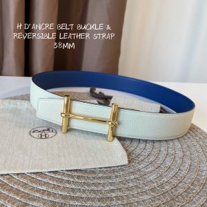 Hermes-CONSTANCE BELT BUCKLE & REVERSIBLE LEATHER STRAP 38MM white blue gold Belts 16