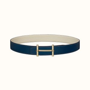 Hermes-CONSTANCE BELT BUCKLE & REVERSIBLE LEATHER STRAP 38MM white blue gold Belts 17