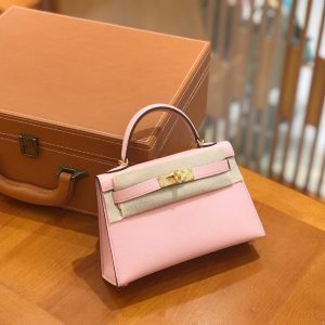 Hermes Mini Kelly 3Q light pink Bag 14