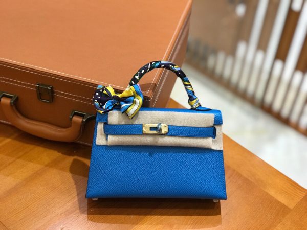 Hermes Mini Kelly 3Q tanzania blue Bag 1