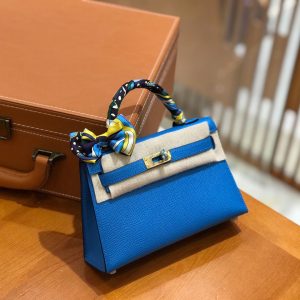 Hermes Mini Kelly 3Q tanzania blue Bag 14