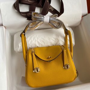 Hermes Mini Lindy 19 amber yellow Bag 19