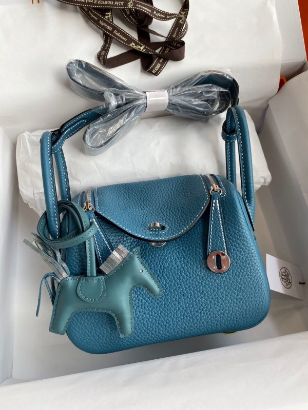Hermes Mini Lindy 19 denim blue Bag 1