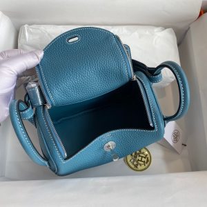 Hermes Mini Lindy 19 denim blue Bag 14