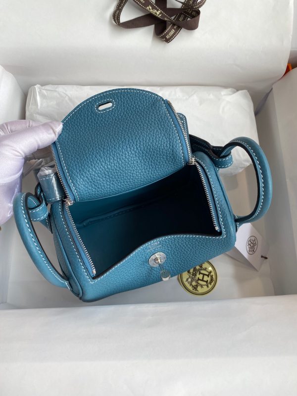 Hermes Mini Lindy 19 denim blue Bag 5