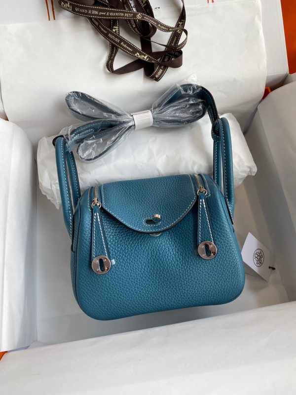 Hermes Mini Lindy 19 denim blue Bag 7