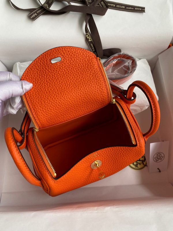 Hermes Mini Lindy 19 orange Bag 6