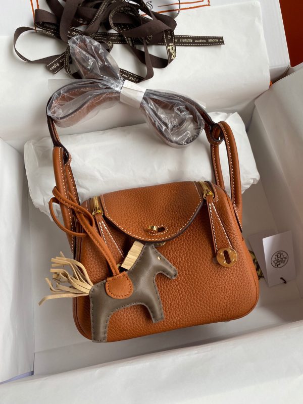 Hermes Mini Lindy 19 orange brown Bag 1