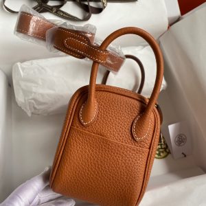 Hermes Mini Lindy 19 orange brown Bag 15