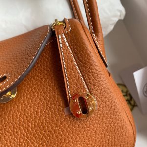 Hermes Mini Lindy 19 orange brown Bag 17