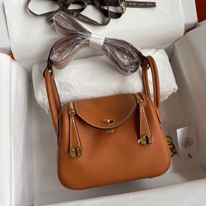 Hermes Mini Lindy 19 orange brown Bag 18