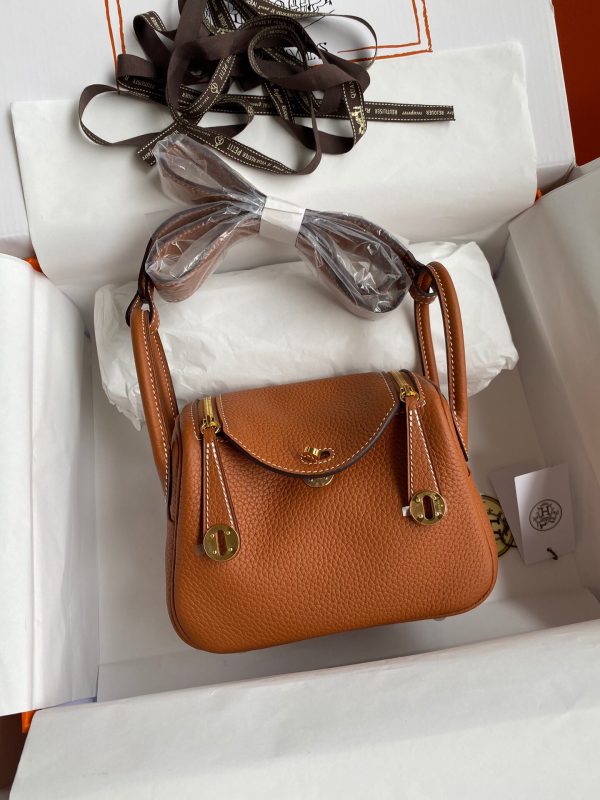 Hermes Mini Lindy 19 orange brown Bag 9