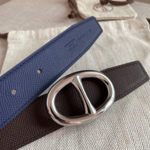 Hermes RIDER BELT BUCKLE Epsom 32MM blue brown Belts 11