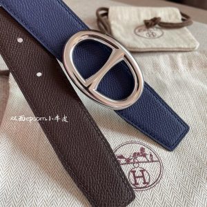Hermes RIDER BELT BUCKLE Epsom 32MM blue brown Belts 15
