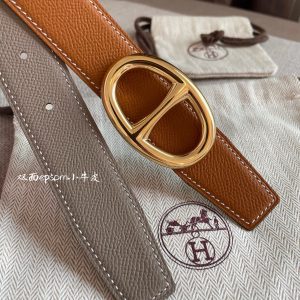 Hermes RIDER BELT BUCKLE Epsom 32MM brown gray Belts 14