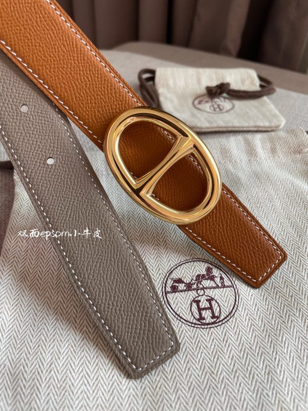 Hermes RIDER BELT BUCKLE Epsom 32MM brown gray Belts 7