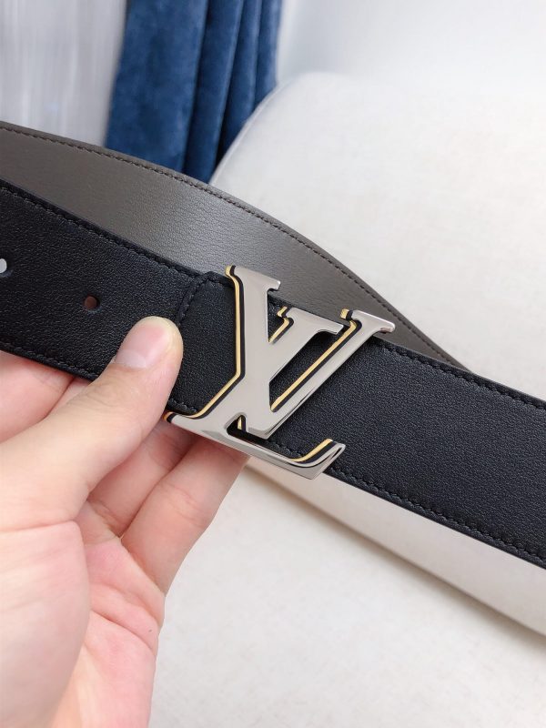 Louis Vuitton GH170240300 black gray x white Logo Belts 2