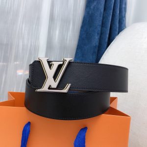 Louis Vuitton GH170240300 black gray x white Logo Belts 12