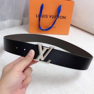 Louis Vuitton GH170240300 black gray x white Logo Belts 13