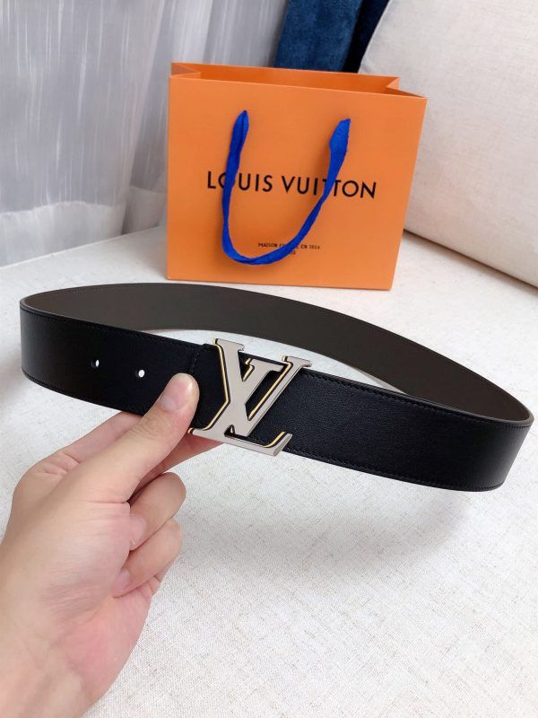 Louis Vuitton GH170240300 black gray x white Logo Belts 4