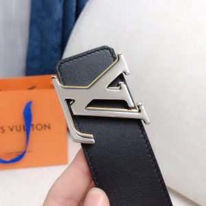 Louis Vuitton GH170240300 black gray x white Logo Belts 16