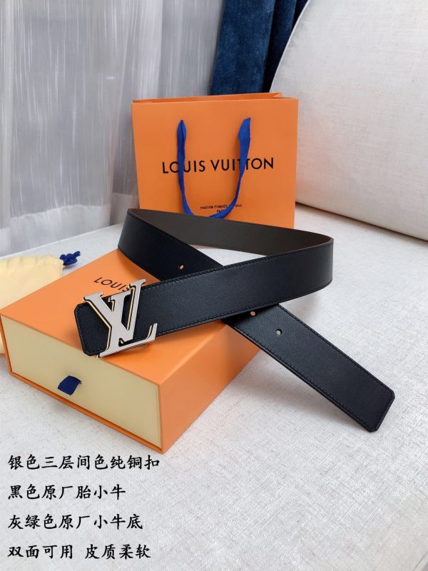 Louis Vuitton GH170240300 black gray x white Logo Belts 1