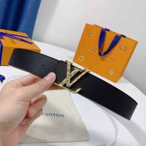 Louis Vuitton GH2240290 black x gold caro Logo Belts 11