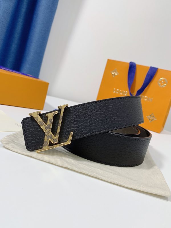 Louis Vuitton GH2240290 black x gold caro Logo Belts 7