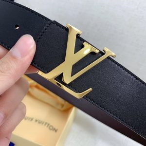 Louis Vuitton GH293220240 black dark brown x gold Logo Belts 11