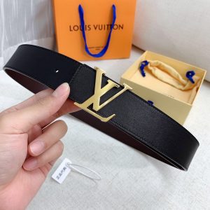 Louis Vuitton GH293220240 black dark brown x gold Logo Belts 12