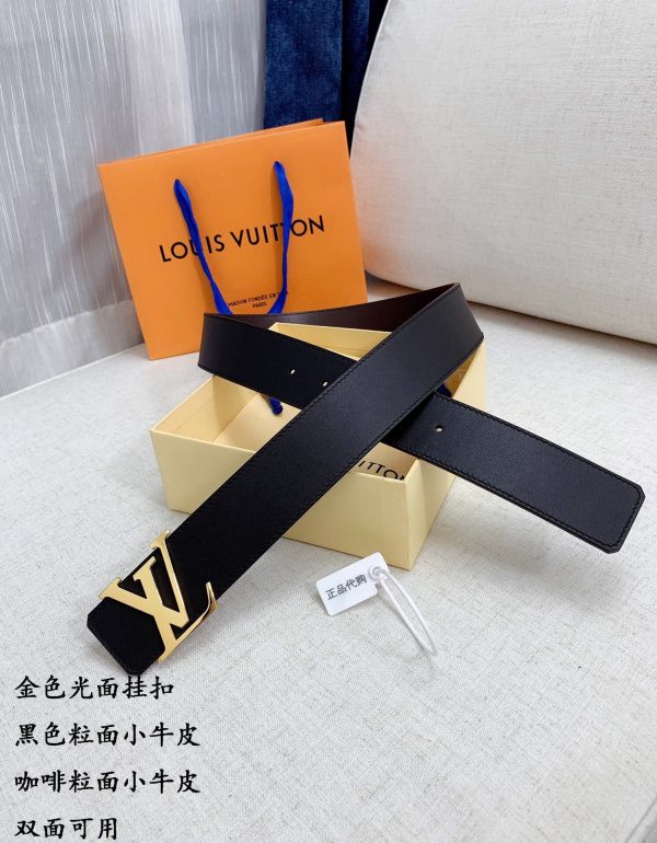 Louis Vuitton GH293220240 black dark brown x gold Logo Belts 1