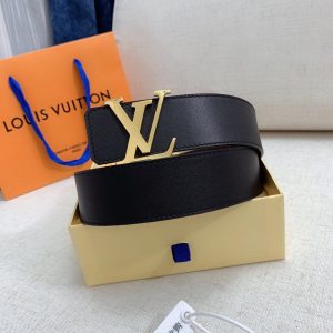 Louis Vuitton GH293220240 black dark brown x gold Logo Belts 18