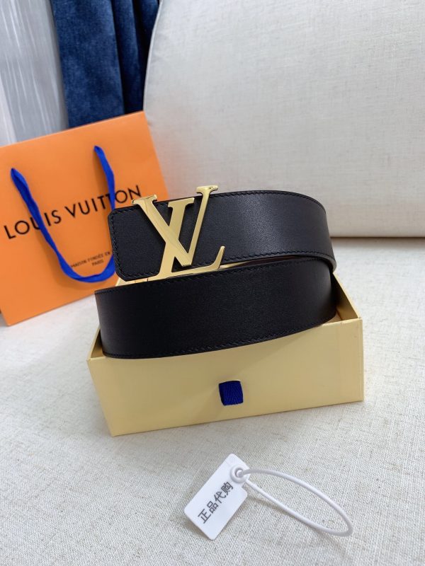 Louis Vuitton GH293220240 black dark brown x gold Logo Belts 9