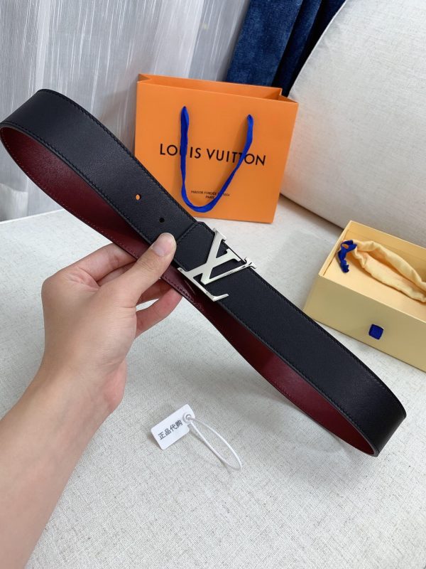 Louis Vuitton GH293220240 black dark red x silver Logo Belts 3