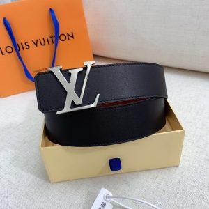 Louis Vuitton GH293220240 black dark red x silver Logo Belts 15
