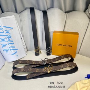 Louis Vuitton SS Tanabata New brown black x heart gold Logo Belts 12