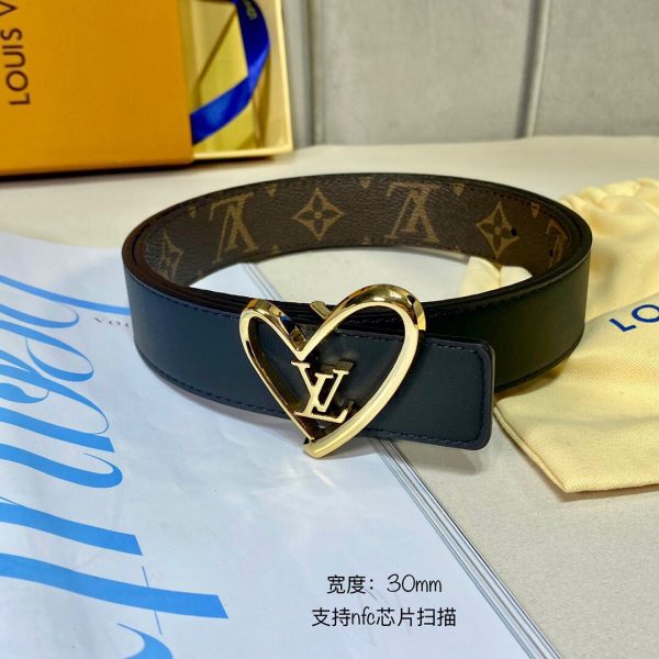 Louis Vuitton SS Tanabata New brown black x heart gold Logo Belts 4