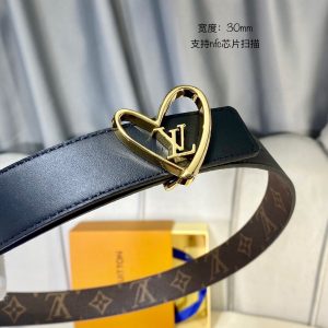 Louis Vuitton SS Tanabata New brown black x heart gold Logo Belts 15