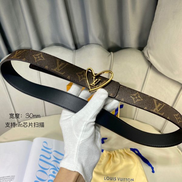 Louis Vuitton SS Tanabata New brown black x heart gold Logo Belts 7