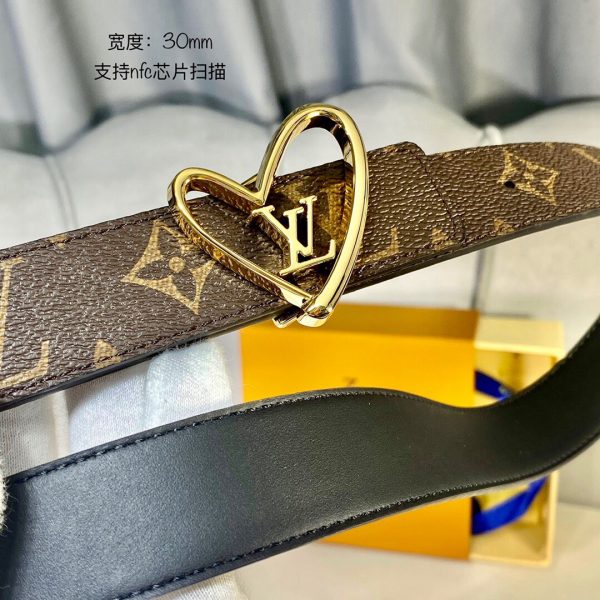 Louis Vuitton SS Tanabata New brown black x heart gold Logo Belts 9
