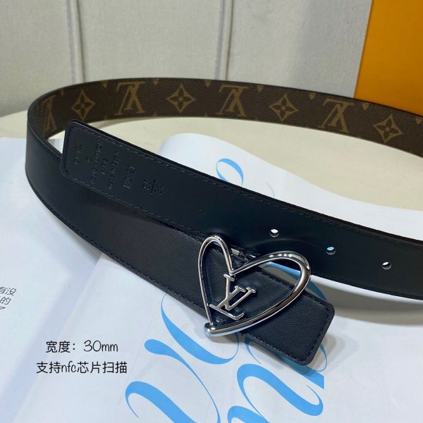 Louis Vuitton SS Tanabata New brown black x heart silver Logo Belts 4