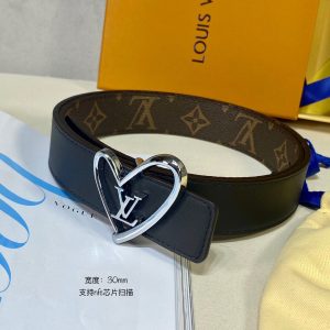 Louis Vuitton SS Tanabata New brown black x heart silver Logo Belts 13
