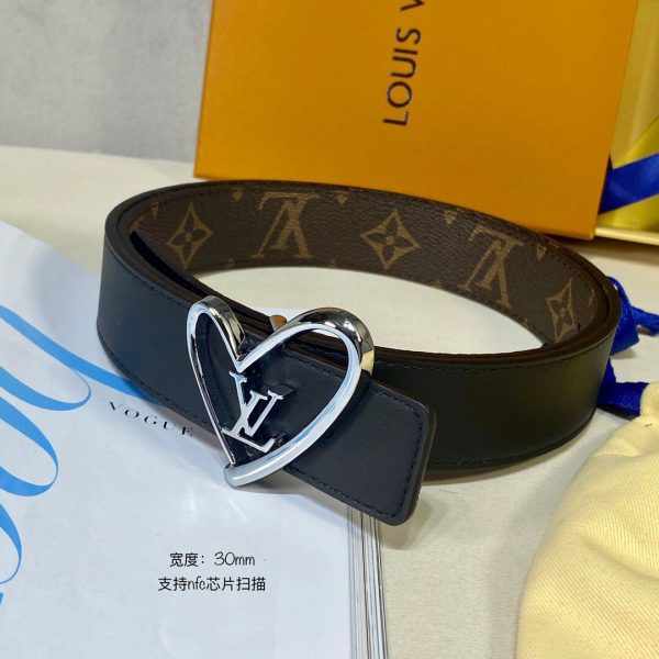 Louis Vuitton SS Tanabata New brown black x heart silver Logo Belts 5