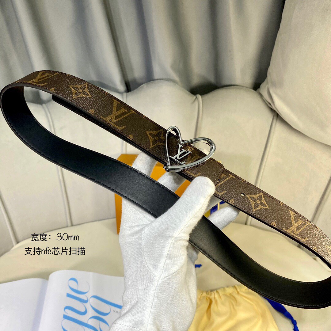 Louis Vuitton SS Tanabata New brown black x heart gold Logo Belts